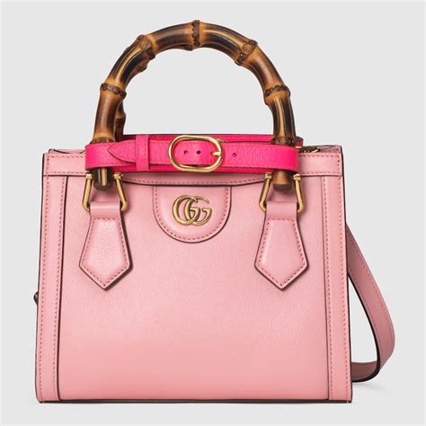 Mini borsa shopping Gucci Diana in pitone in rosa pastello